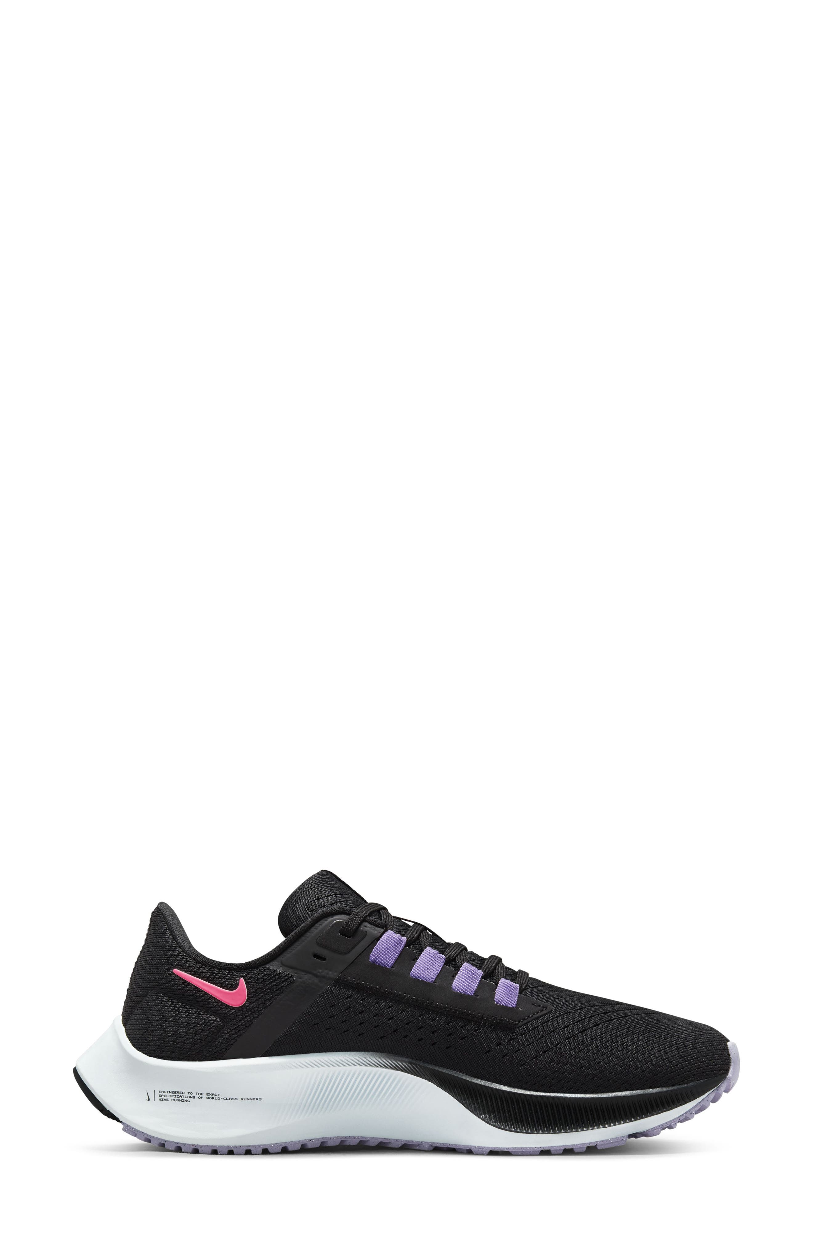Air Zoom Pegasus 38 Running Shoe, Alternate, color, BLACK/ HYPER PINK/ LILAC/ PURE