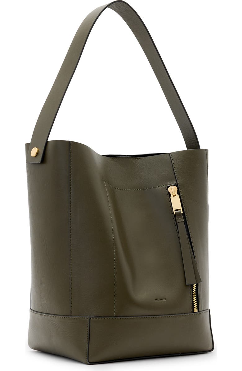 AllSaints Alba Leather Hobo Bag, Alternate, color, Military Green