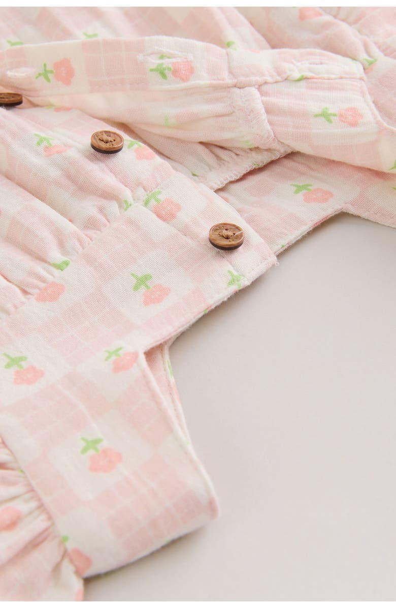 NEXT Floral Check Cotton Gauze Top & Shorts, Alternate, color, Neutral