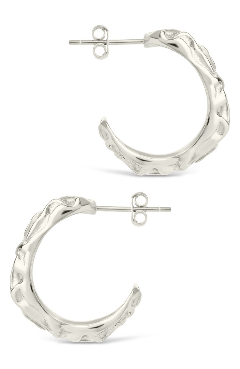 Sterling Forever Muna Ridged Hoop Earrings, Alternate, color, Silver