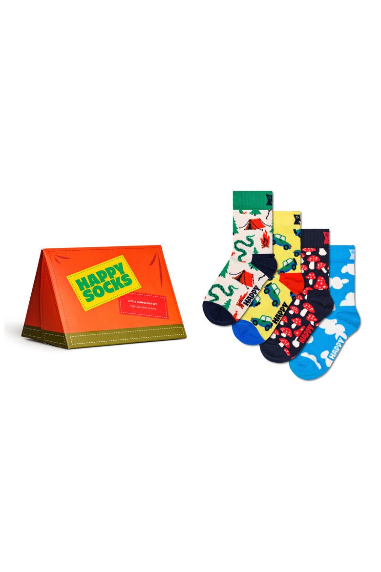 Kids' Assorted 4-Pack Camper Crew Socks Gift Box, Main, color, WHITE