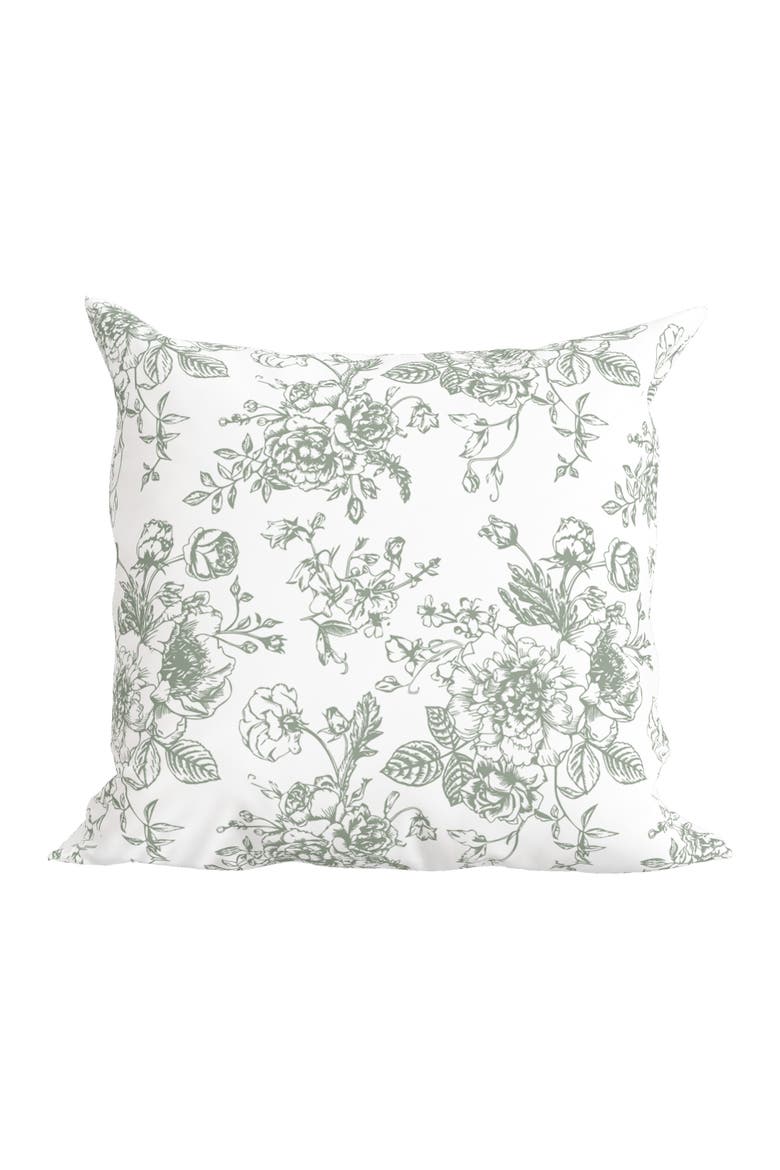 Green Floral Toile Pillow in Rosecrest, Main, color, Green