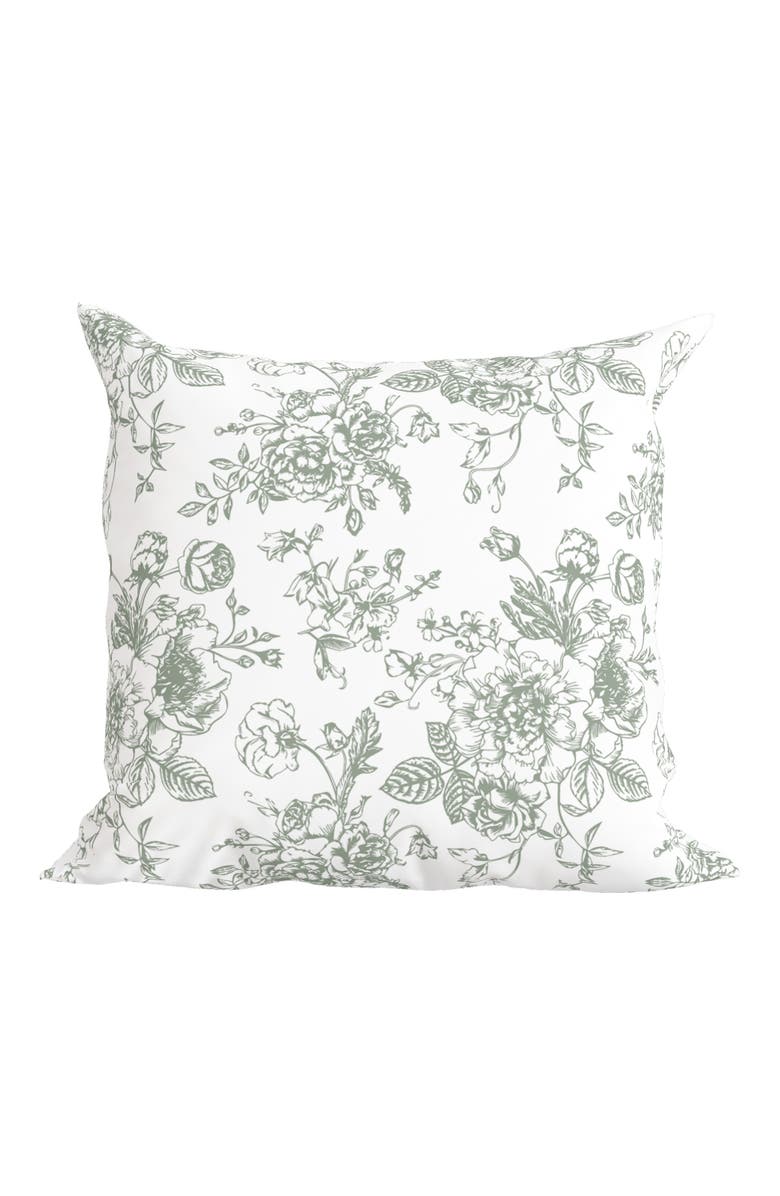 Winterborne Decor Green Floral Toile Pillow in Rosecrest, Main, color, Green