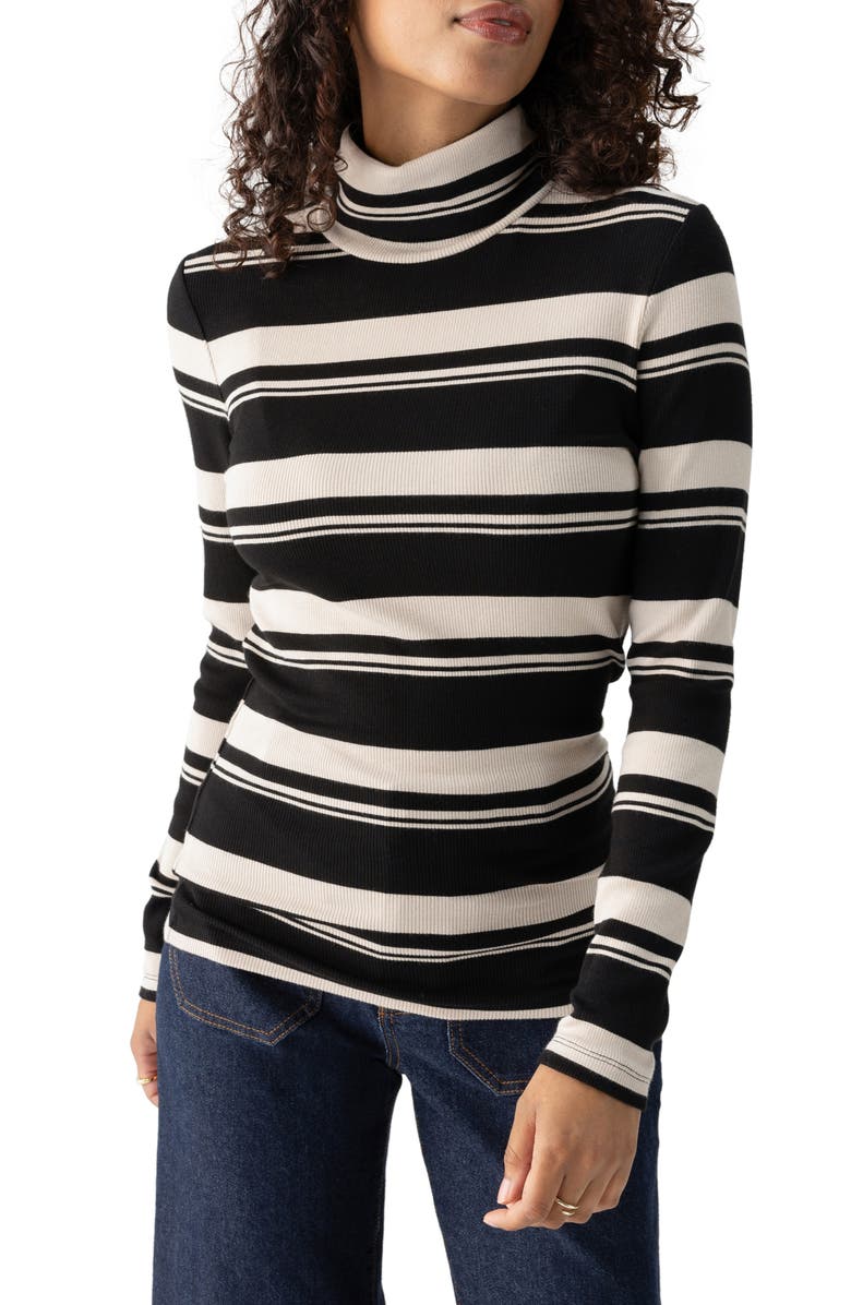 Sanctuary Essential Stripe Turtleneck, Main, color, 