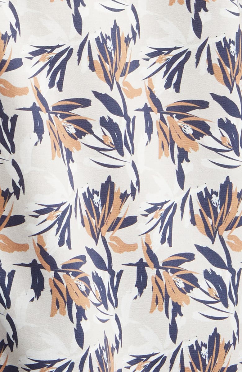 Johnston & Murphy Foliage Print Short Sleeve Cotton & Modal Camp Shirt, Alternate, color, Ivory
