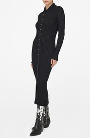 ANINE BING Joslyn Ribbed Button-Up Midi Dress