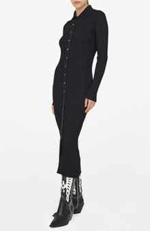 Joslyn Ribbed Button-Up Midi Dress