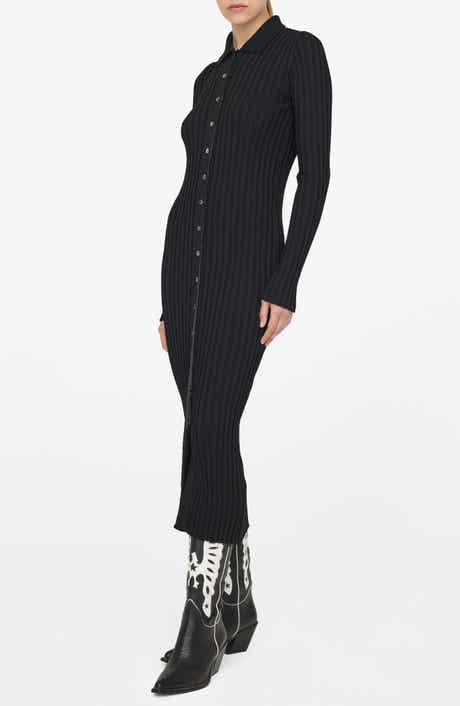 Joslyn Ribbed Button-Up Midi Dress