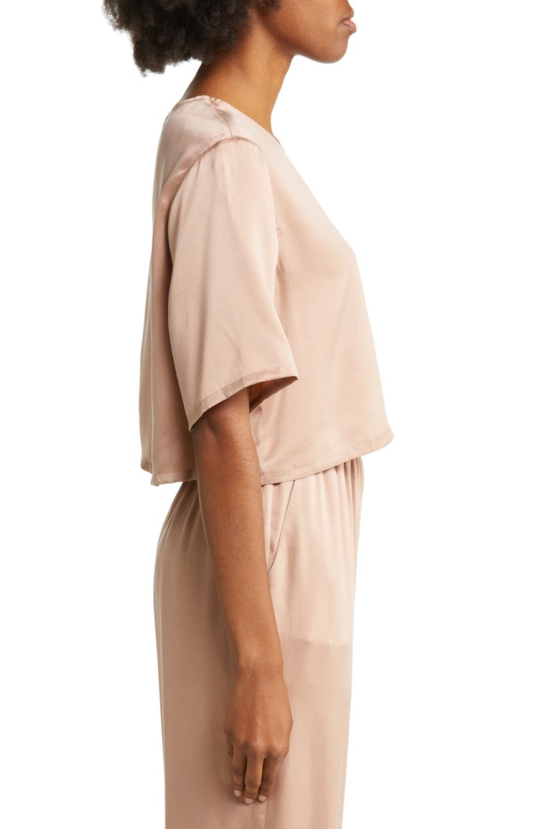 Lunya Washable Silk Crop Sleep T-Shirt, Alternate, color, Otium Tan