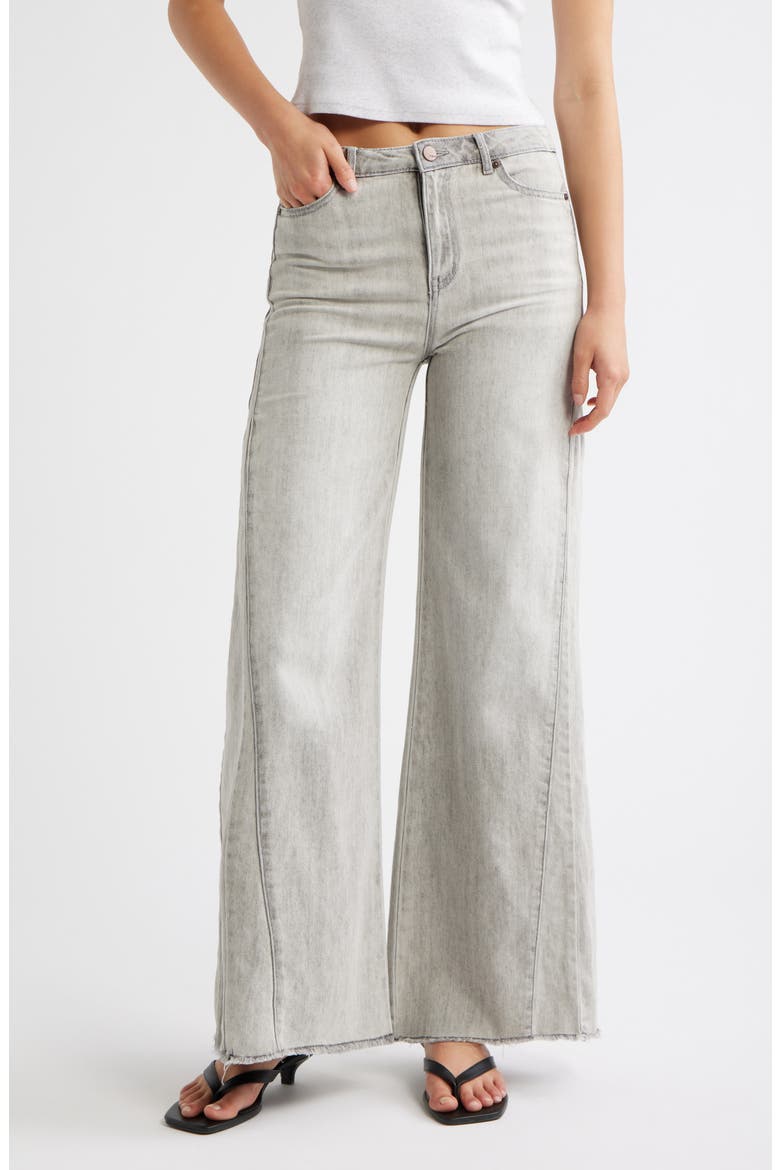 Raw Hem Wide Leg Jeans, Main, color, LIGHT GREY