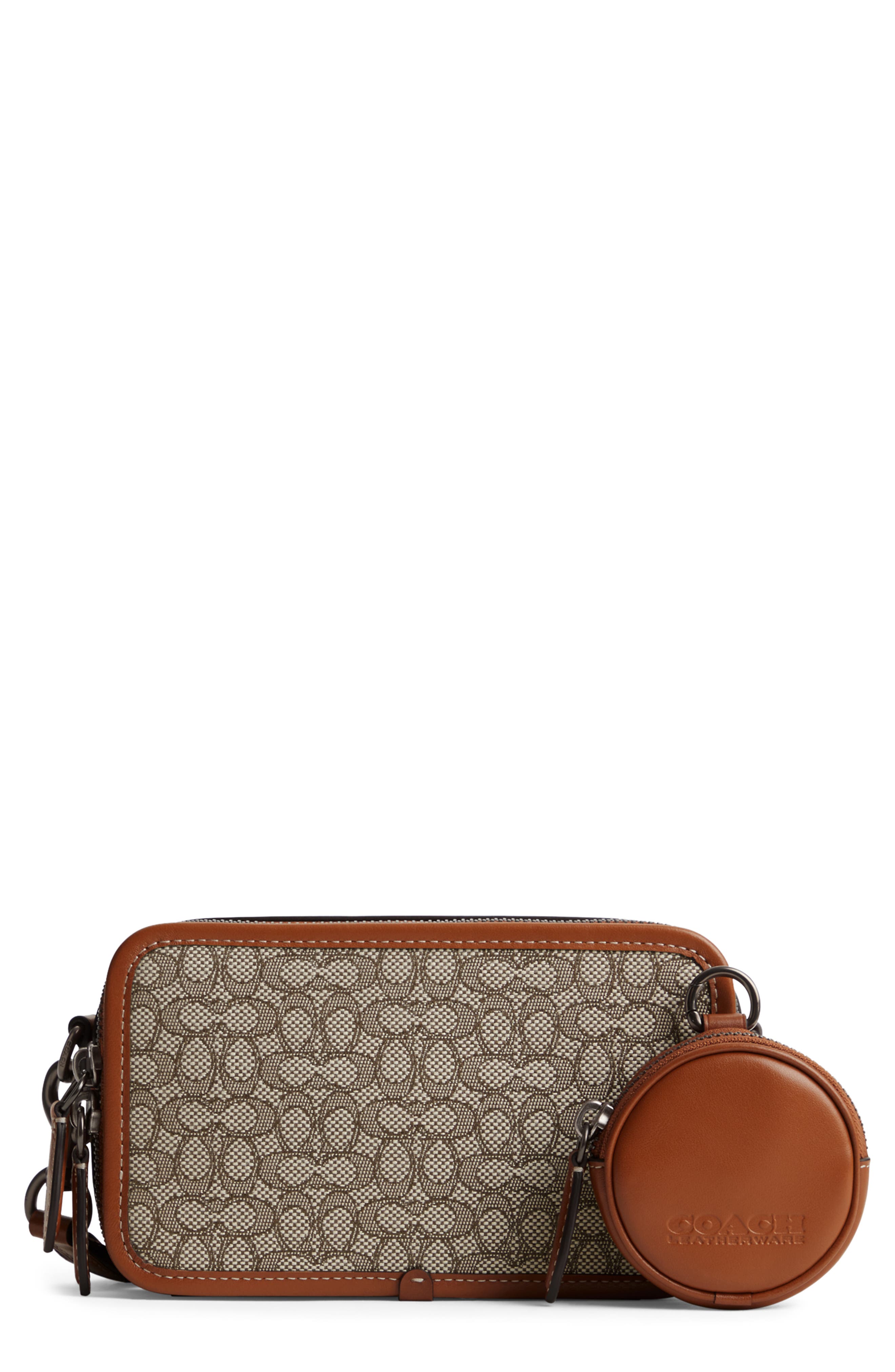 COACH Charter Micro Signature Jacquard & Leather Crossbody Bag, Main, color, 