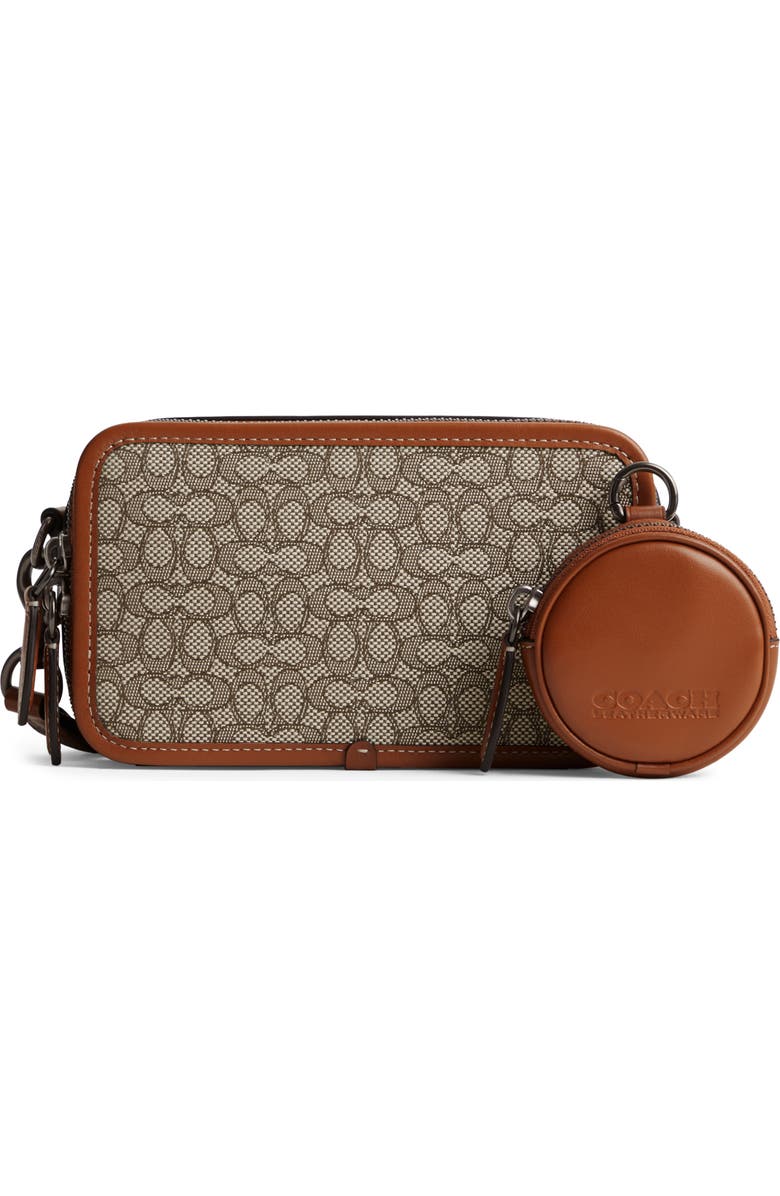 COACH Charter Micro Signature Jacquard & Leather Crossbody Bag, Main, color,