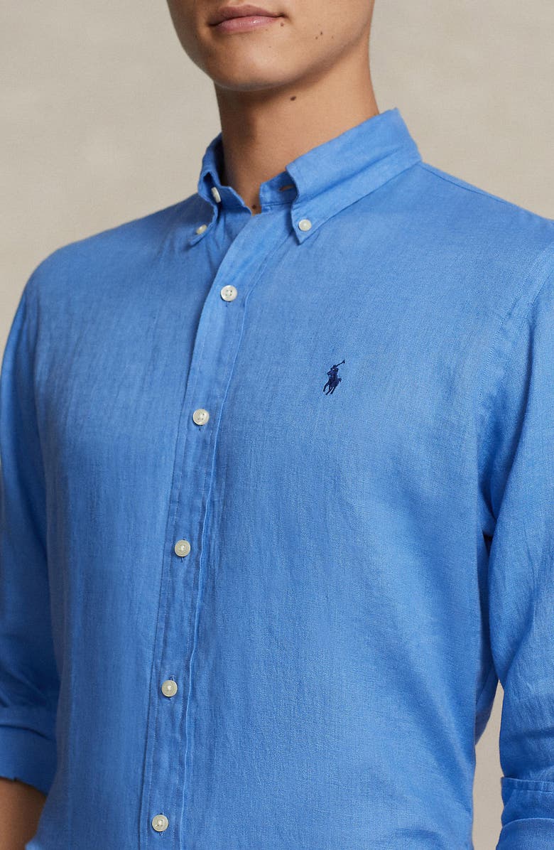 Polo Ralph Lauren Piece Dyed Linen Button-Down Shirt, Alternate, color, 