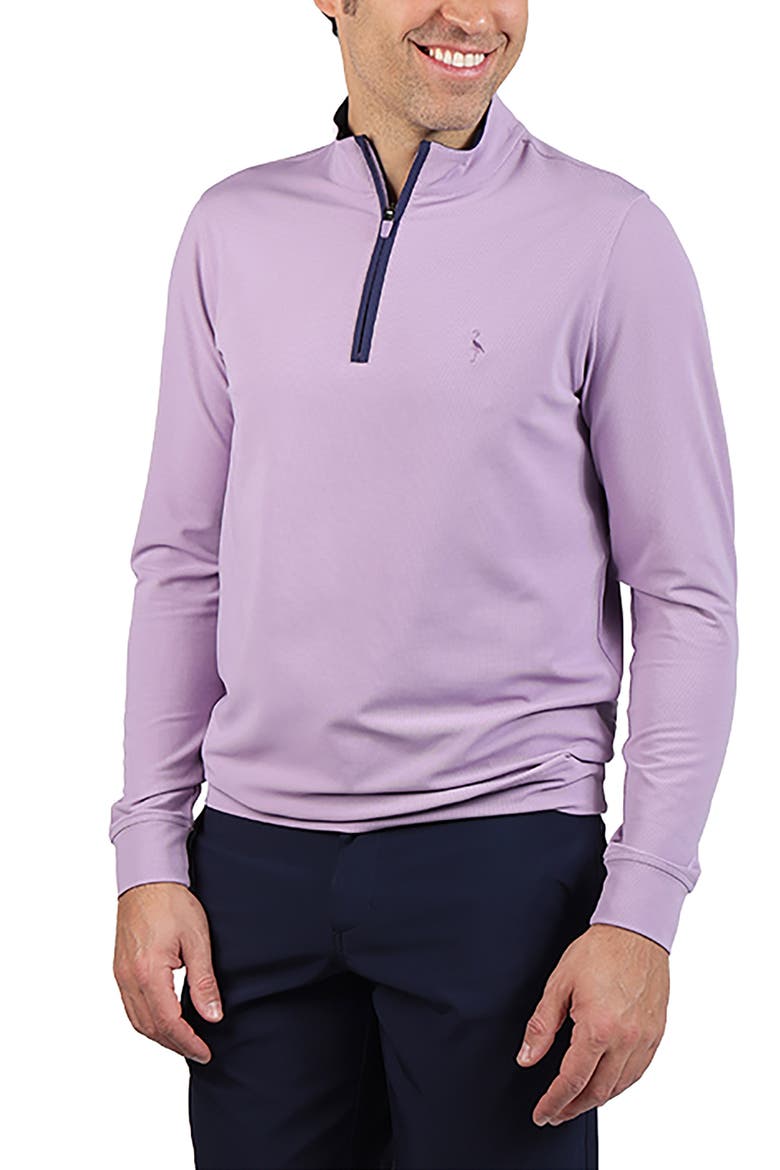 Micro Grid Quarter Zip Performance Pullover, Alternate, color, BLUSH LAVENDER