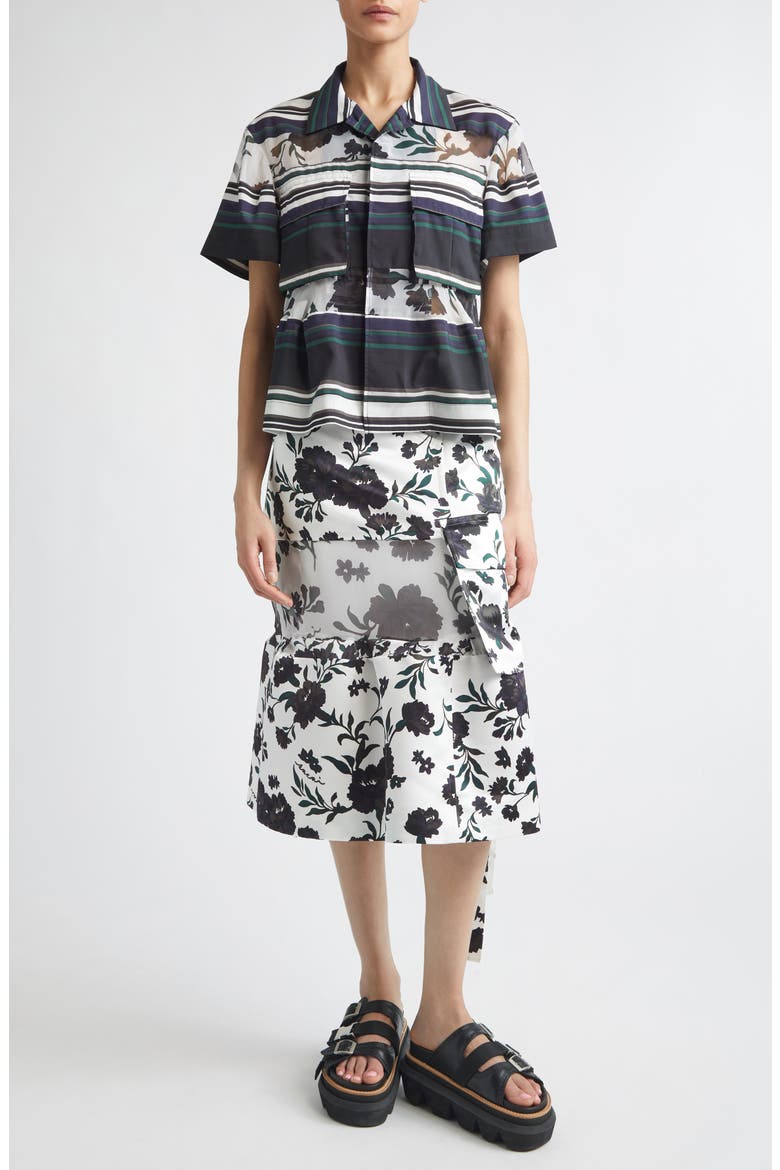 Pattern Mix Short Sleeve Button-Up Shirt, Alternate, color, WHITE MULTI