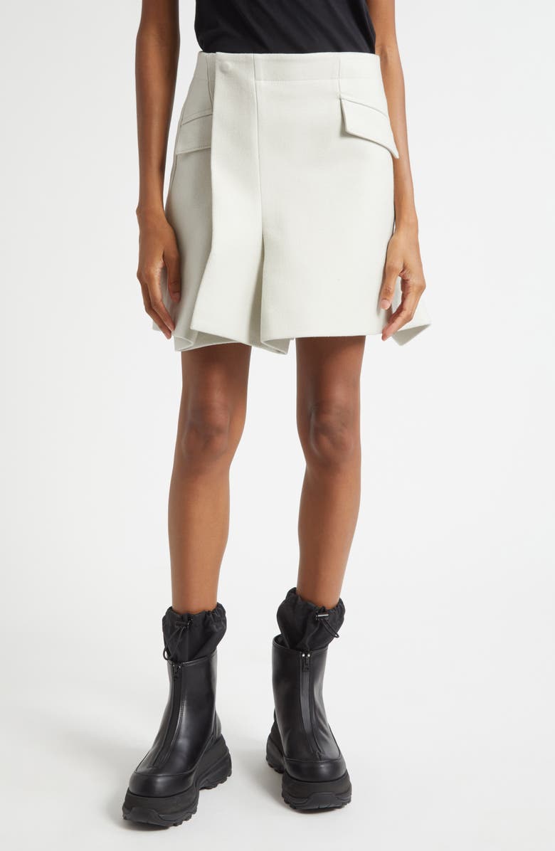 Sacai Flap Pocket Wool Melton Skirt, Main, color, Ecru