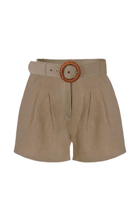 Reve 100% Linen Relaxed Fit High-Waist Shorts