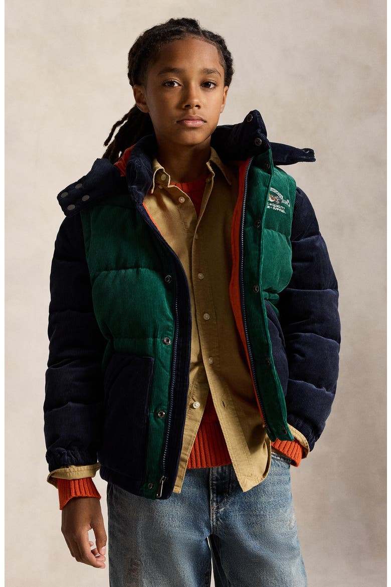Kids' Convertible Corduroy Down & Feather Fill Jacket, Alternate, color, MULTI