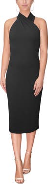 RACHEL Rachel Roy Harland Crossover Halter Midi Dress