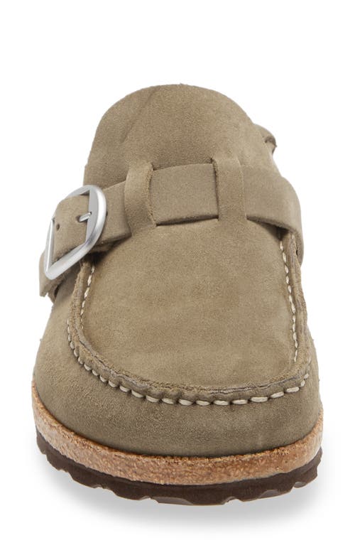 Birkenstock Buckley Suede Moccasin Clog In Grey Taupe At Urban Outfitters In Brown