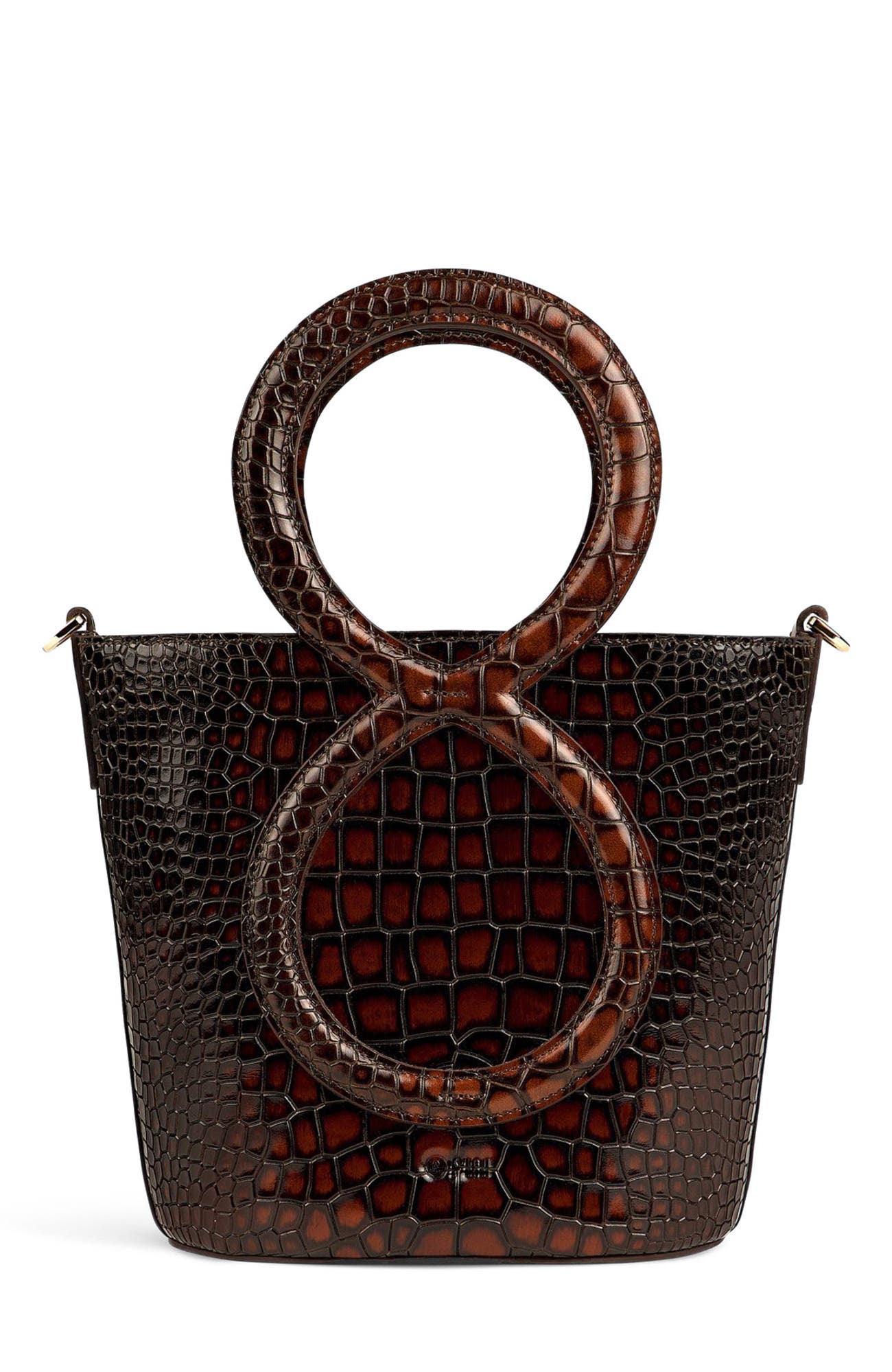 Infinity Bag - Burgundy and Brown Crocodile Embossed, Main, color, Burgundy and Brown