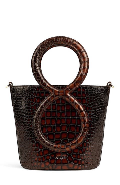 Infinity Bag - Burgundy and Brown Crocodile Embossed