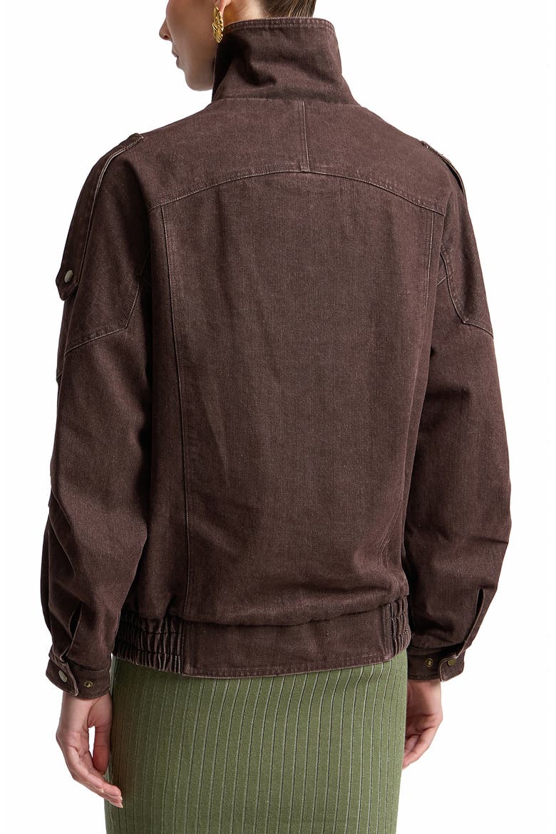 Denim Belted Bomber Jacket, Alternate, color, BROWN