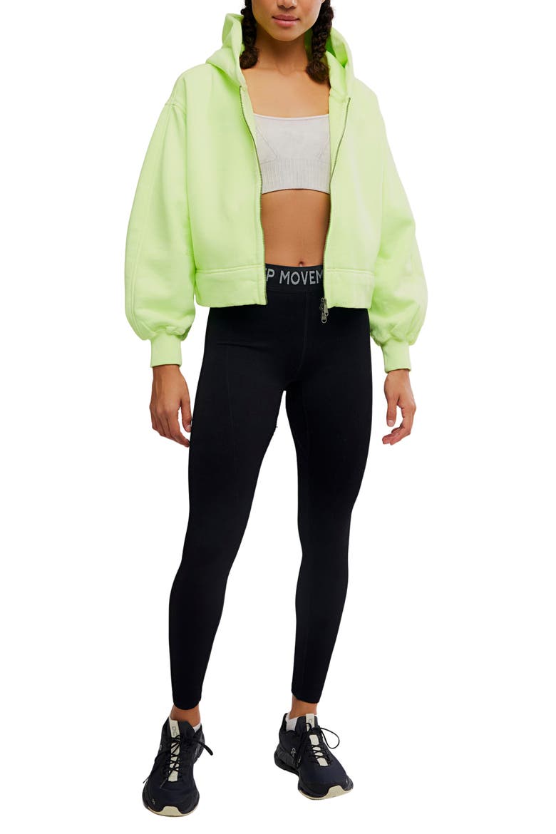 FP Movement A Cut Above Cotton Zip Hoodie, Alternate, color, SOUR CITRUS