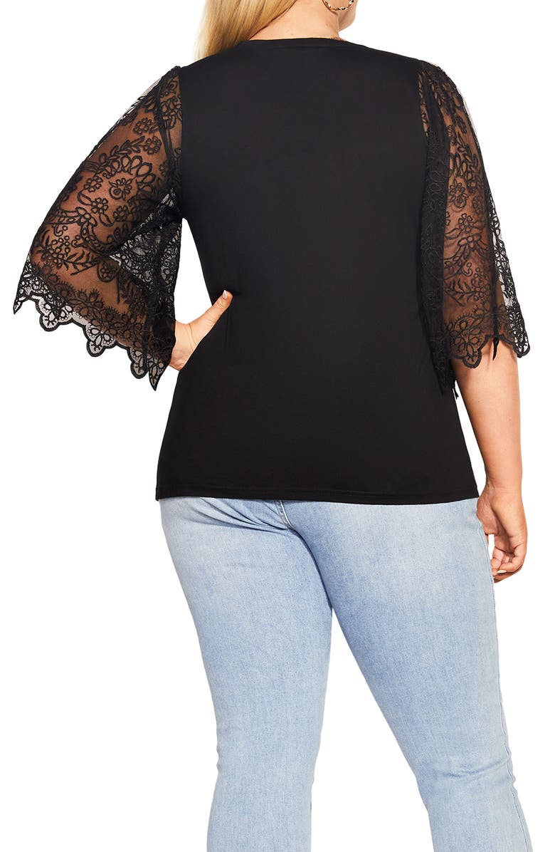 City Chic Lace Angel Sleeve Top, Alternate, color, 