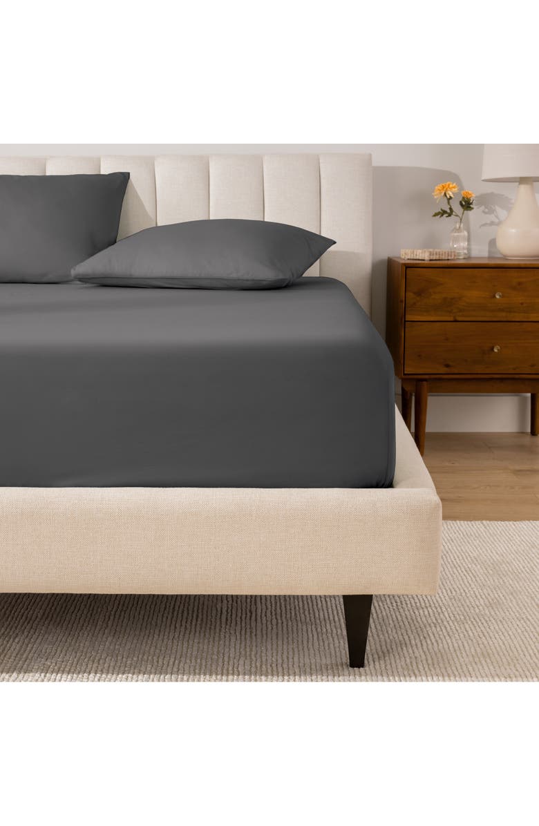 Bare Home 100% Organic Cotton Percale Cooling Fitted Sheet - Full XL, Alternate, color, Grey