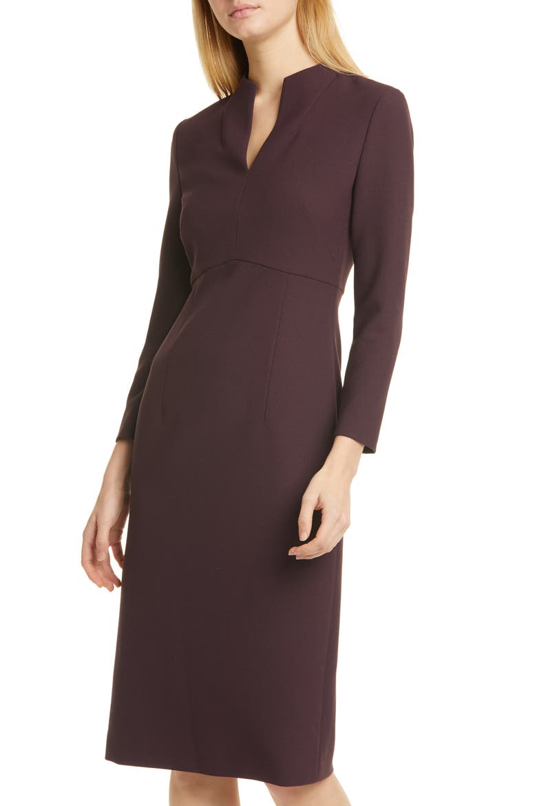 Debara Power Crepe Long Sleeve Dress, Alternate, color, MERLOT
