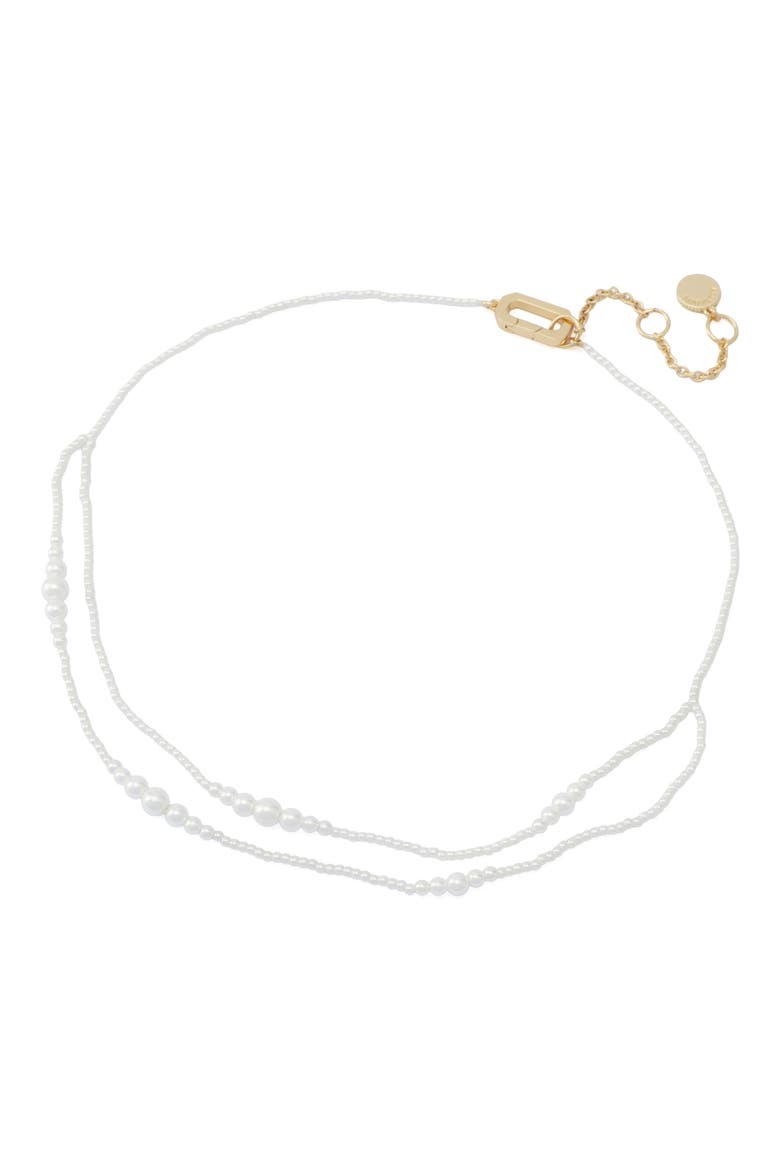 Faux Pearl Layered Necklace, Alternate, color, GOLD/ PEARL
