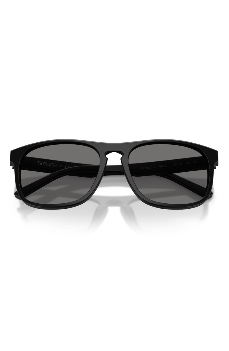 Scuderia Ferrari 57mm Polarized Square Sunglasses, Alternate, color, Black Matte / Polar Dark Grey