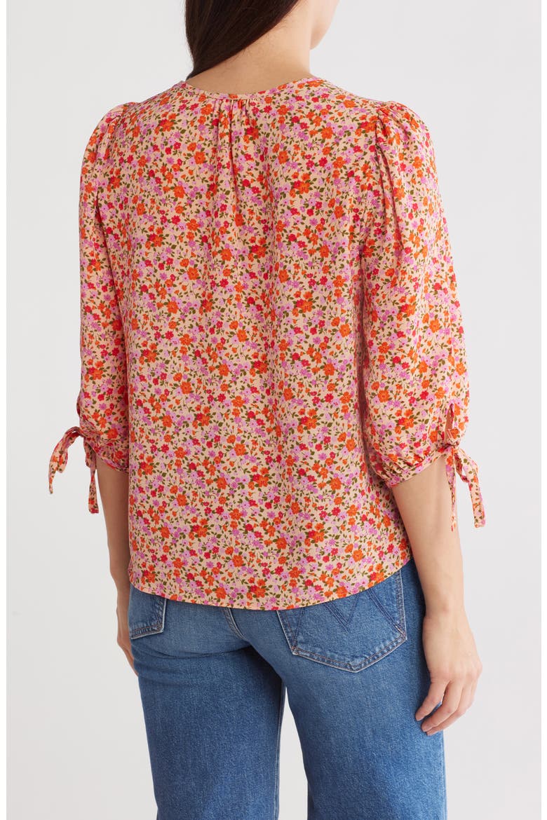 Floral Puff Sleeve Blouse, Alternate, color, PINK