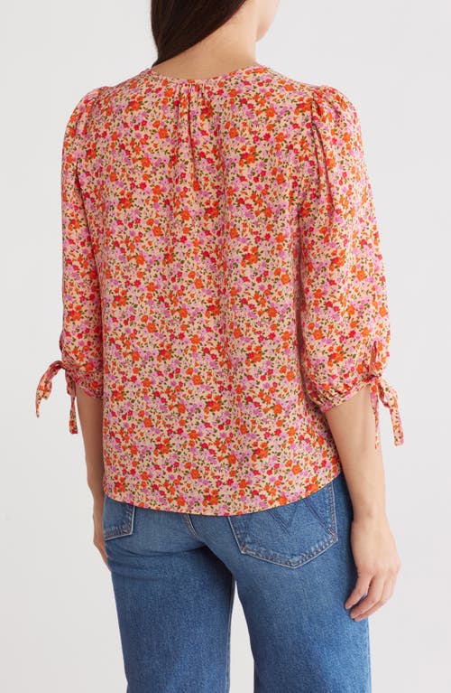 Renee C Floral Puff Sleeve Blouse In Pink