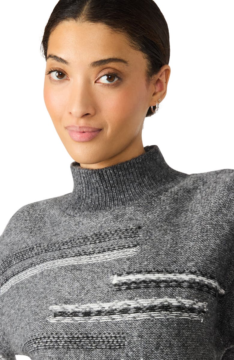 Steve Madden Ketra Mock Neck Crop Sweater, Alternate, color, Black/ Grey Multi