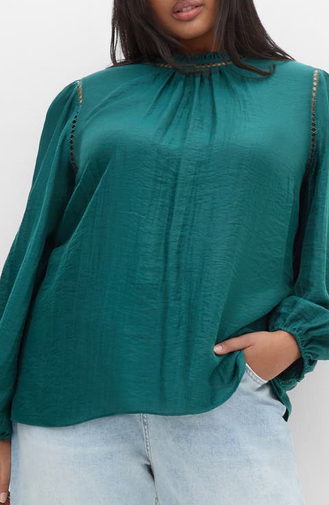 Lorelai Open Stitch Satin Top (Plus)