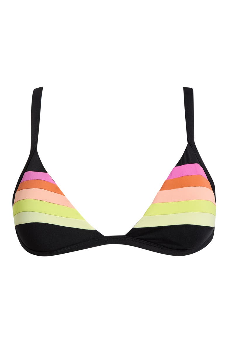 Surf Stripe Triangle Bikini Top, Alternate, color, BLACK