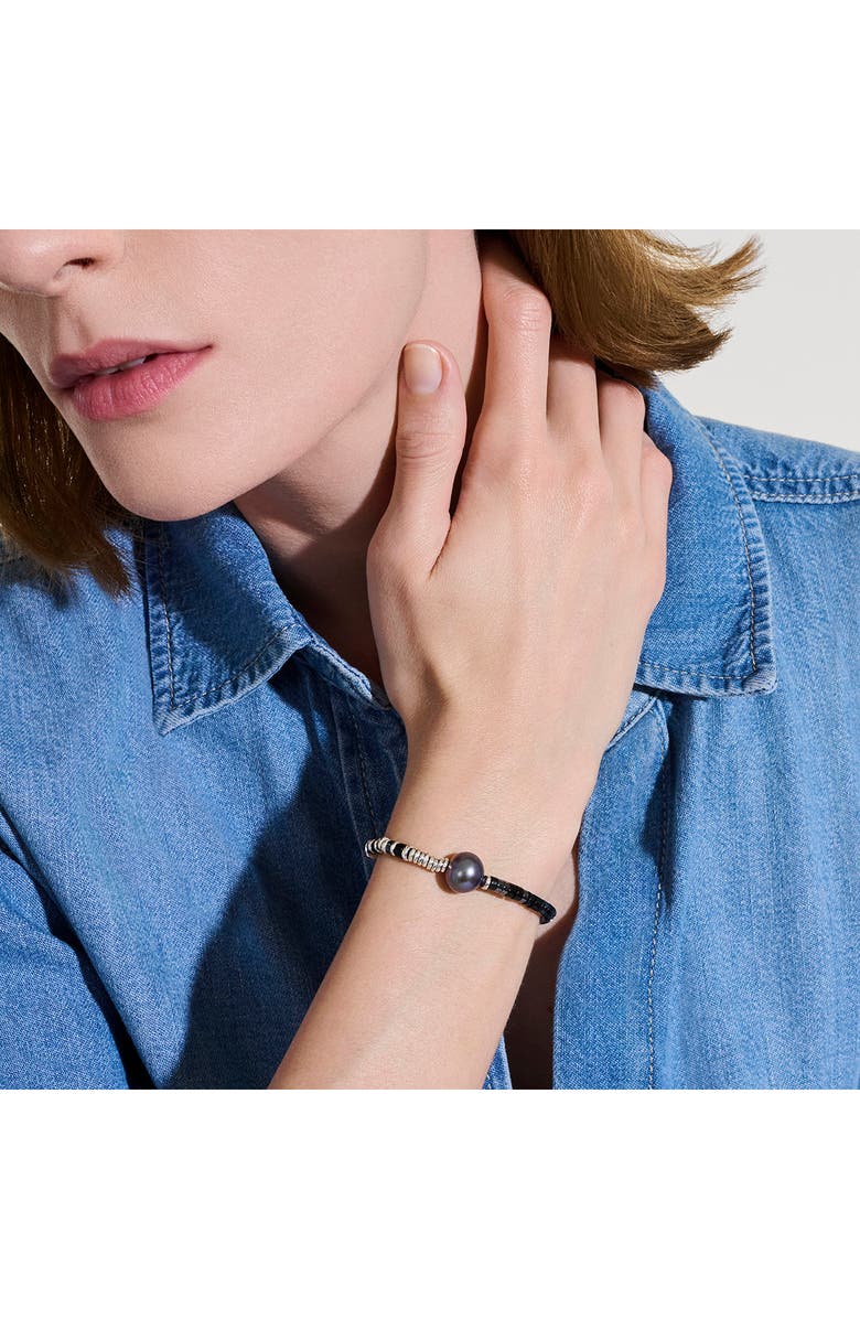 John Hardy Heishi Freshwater Pearl & Bead Silver Bracelet, Alternate, color, Silver/ Black