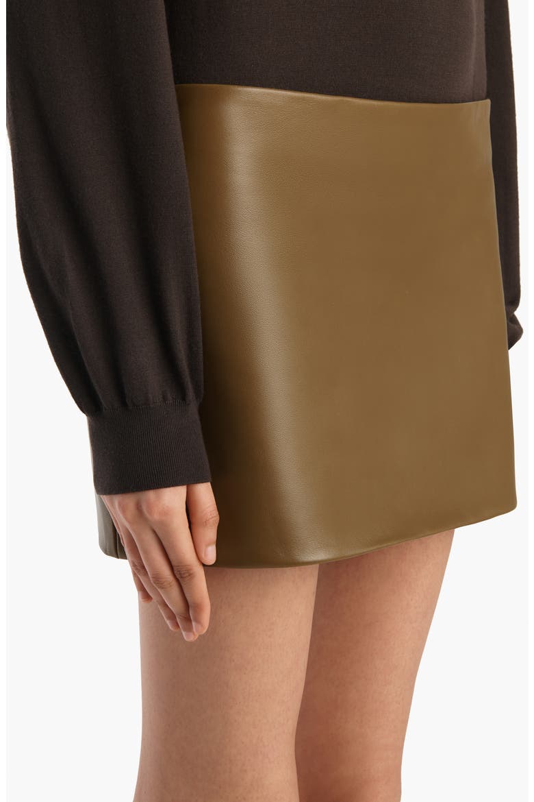 Jett Lambskin Leather Miniskirt, Alternate, color, DARK OLIVE
