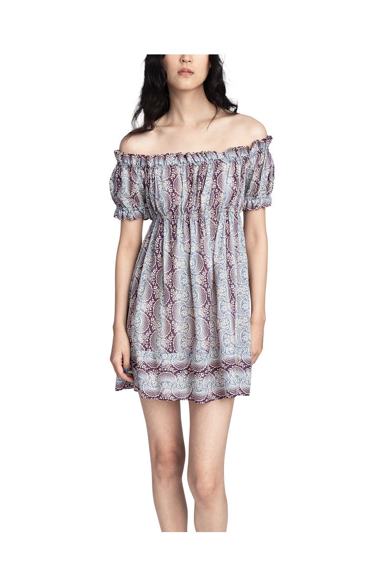 Anna Sui Ombre Ribbons Cotton Dress, Main, color, Amethyst Multi