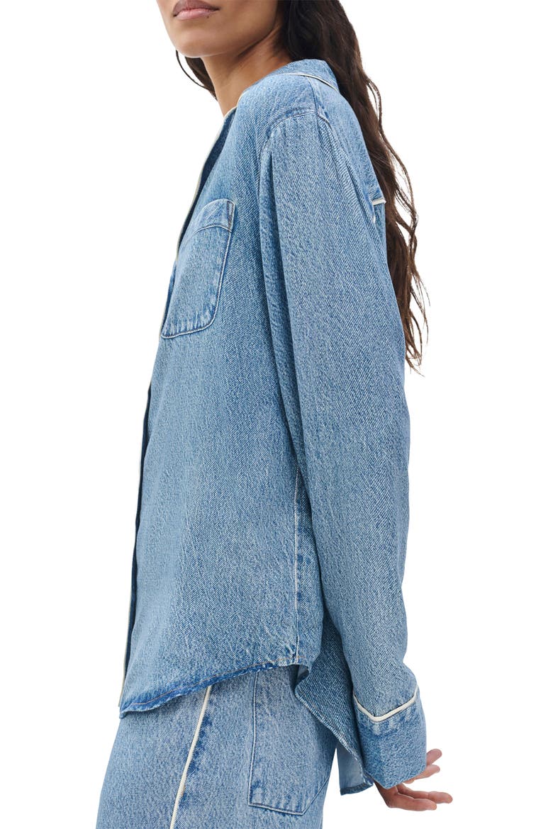 rb Miramar Slink Lounge Trompe L'Oeil Faux Denim Button-Up Shirt, Alternate, color, ZOE