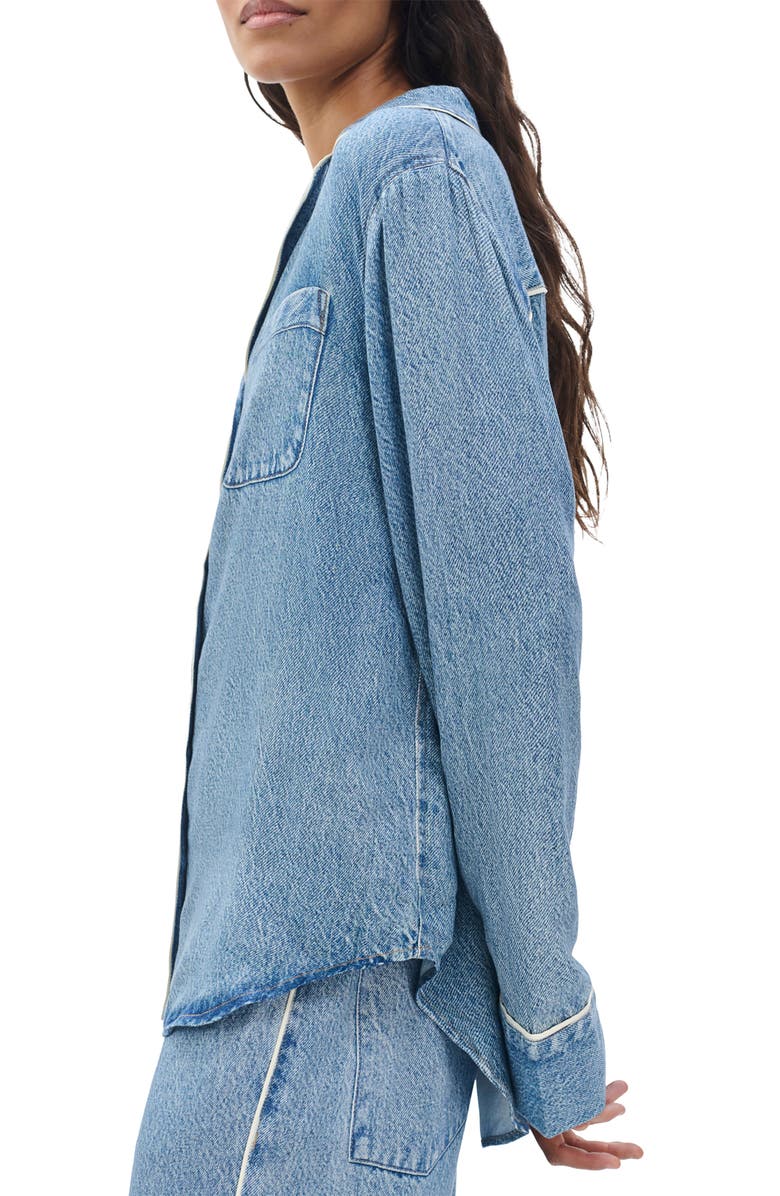 rag & bone/JEAN Miramar Slink Lounge Trompe L'Oeil Faux Denim Button-Up Shirt, Alternate, color, Zoe