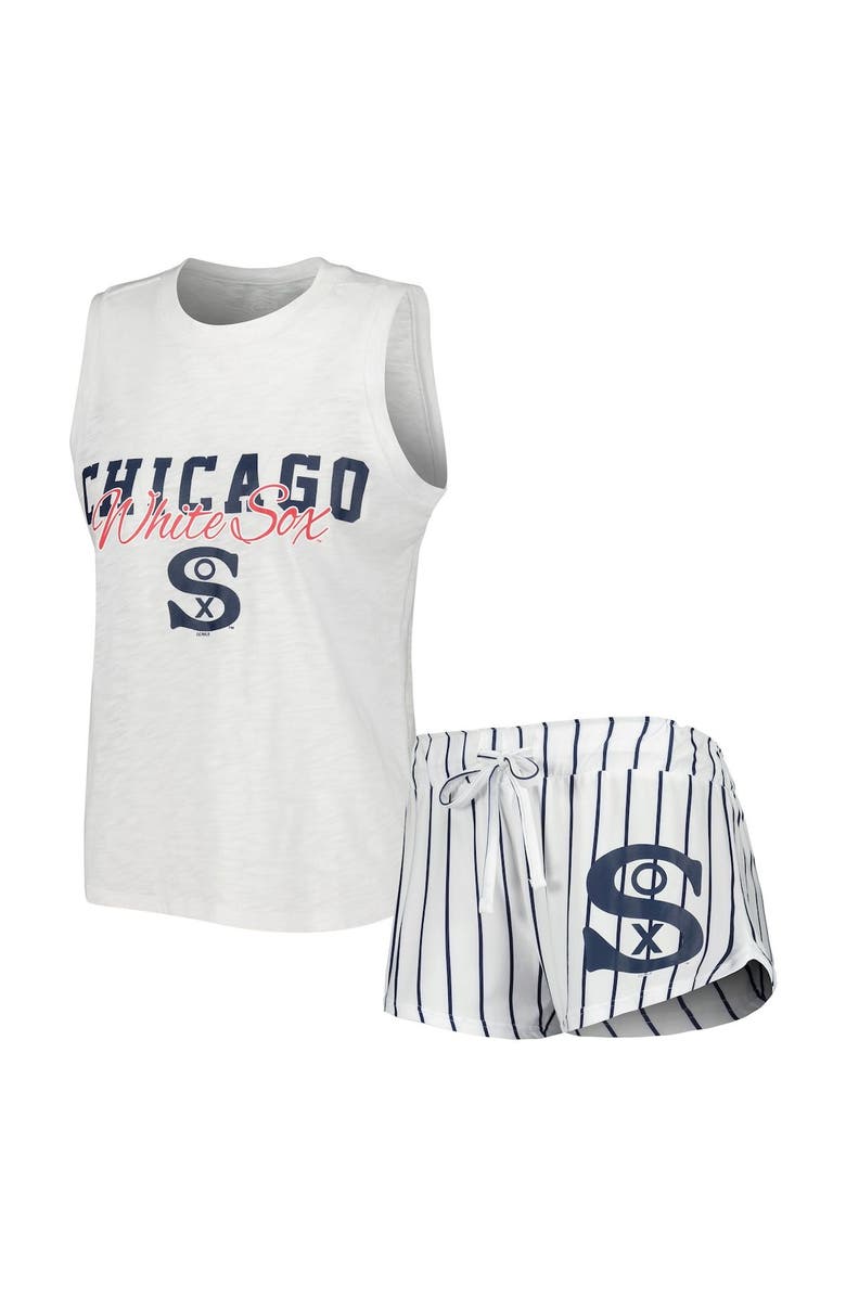CONCEPTS SPORT Women's Concepts Sport White Chicago White Sox Reel Pinstripe Tank Top & Shorts Sleep Set, Main, color, White