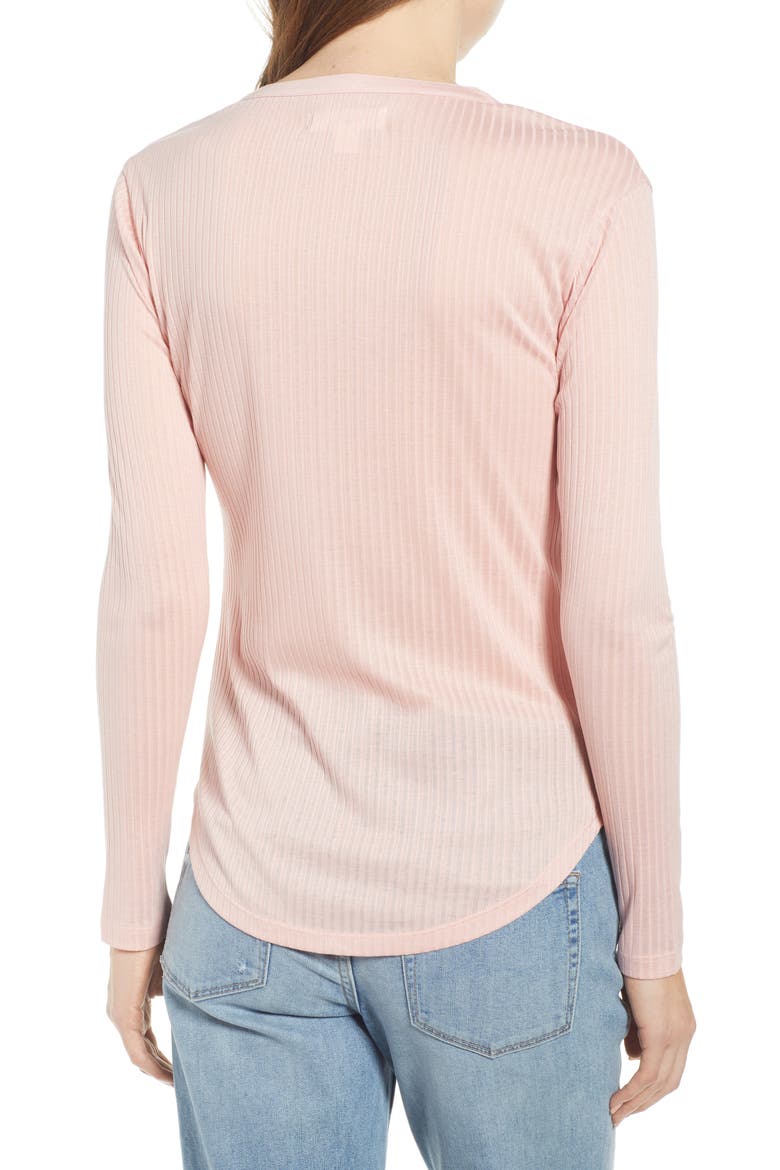 V-Neck Henley Top, Alternate, color, PINK SILVER