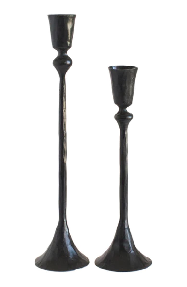 Creative Women Gemini Hand-Forged Iron Candle Stands - Set of 2, Alternate, color, Black