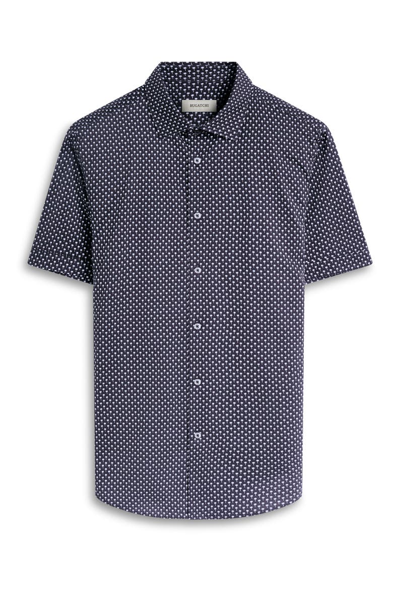 Miles OoohCotton® Palm Print Short Sleeve Button-Up Shirt, Alternate, color, BLACK