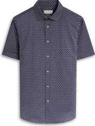Bugatchi Miles OoohCotton® Palm Print Short Sleeve Button-Up Shirt