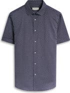 Bugatchi Miles OoohCotton® Palm Print Short Sleeve Button-Up Shirt