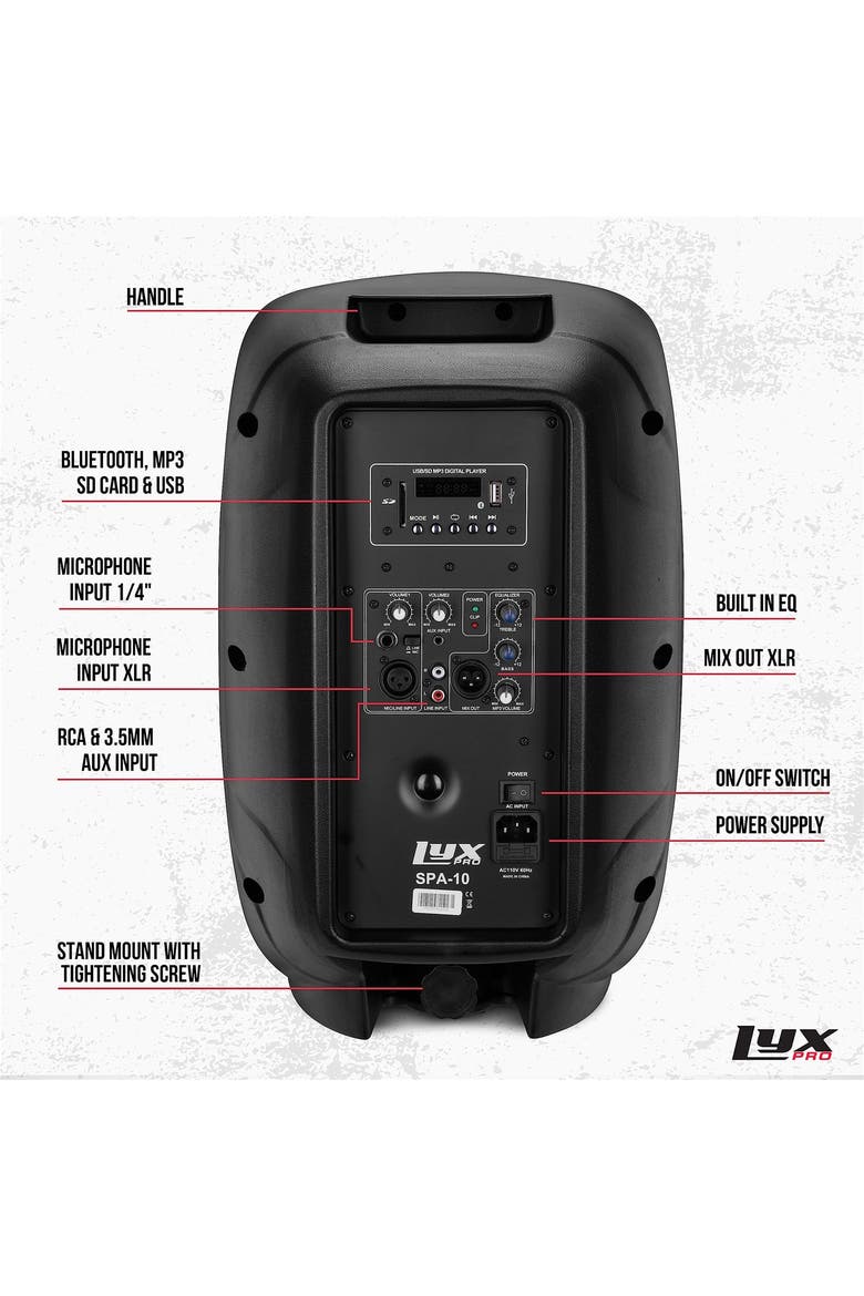 Portable PA Speaker Powered, PA System with Equalizer SD Slot & Built-in Bluetooth, Alternate, color, Black